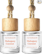 C Classy Hanging Car Air Freshener 2 Pack, Mahogany Coconut Essential Oil Diffuser, Long-Lasting Fragrance, Cute Glass Bottle Car Accessories for Women & Men, Made in USA