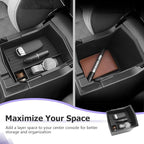 LUWU for 2025 2026 Subaru Forester Accessories Compatible with Forester Base/Premium/Sport/Limited/Touring 2025 2026 Armrest Console Secondary Storage Box Insert Tray ABS Material Black 2-Pack