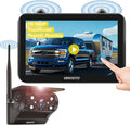 VEKOOTO VK7 Magnetic Solar Wireless Backup Camera, 7'' IPS Touchscreen Monitor HD1080P No Wiring 15,000mAh Rechargeable Camera System for Hitching Gooseneck Horse Trailer RV Camper Car Truck