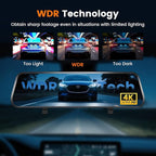 4K Mirror Dash Cam Front and Rear, 10'' Touch Screen Rear Digital View 1080P Rear Mirror Camera for Cars, 170° Night Vision, WDR, 24H Parking Monitoring/Rerverse Assist/Voice Control/G Sensor