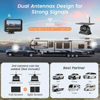 Magnetic Solar Wireless Backup Camera for Truck, 5 Inch No-Drill Installation RV Backup Camera, 1080P Rear View Camera 150° Wide Angle, 24hrs Battery Life, 2.4Hz Signal, Night Vision, RVs, Trailers