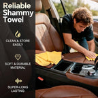 ARTIPOLY Premium Extra Large Shammy Cloth for Car Drying 2pk (34”x25”)-Super Absorbent XL Chamois Towel for Car-Reusable Shammy Towel for Car, Bathroom,Pets, Dust Remove, No Spots/Streak/Scratch