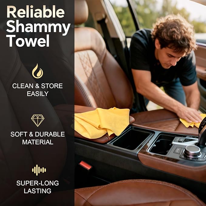ARTIPOLY Premium Extra Large Shammy Cloth for Car Drying (34”x25”)-Super Absorbent XL Chamois Towel for Car-Reusable Shammy Towel for Car, Bathroom,Pets, Dust Remove, No Spots/Streak/Scratch