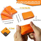 Car Clay Bar 4 Pack 400g, Premium Grade Clay Bars Auto Detailing Magic Clay Bar Kit with Towel Clay Bar Cleaner with Washing and Adsorption Capacity for Car Wash Car Detailing Clean,Glass (Orange)