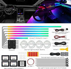 Dreamcolor Acrylic Interior Car LED Strip Light with Wireless APP, RGB 22 in 1 with 175 inches 593 LEDs Fiber Optic Ambient Lighting Kits, 16 Million Colors Sound Active Function Car Neon Lights