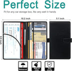 RSAquar Car Registration and Insurance Holder, Leather Car Glove Box Organizer, Cool Car Accessories for ID, Driver's License Cards & Essential Document, Men&Women, Black