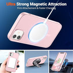SUPFINE Magnetic for iPhone 12 Case/iPhone 12 Pro Case with Screen Protector (Compatible with MagSafe)(Military Grade Drop Protection) Translucent Matte Shockproof Phone Cover,Light Pink