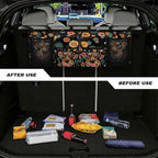 Boho Mandala Highland Cow Car Trunk Organizer with 4 Compartments Floral Flowers Car Storage Bag Multipurpose Cargo Bag