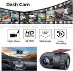 SJoyBring Double Din Car Stereo with Dash Cam, Wireless Apple CarPlay & Android Auto, 240W 4.2CHN, 7" Touchscreen, SWC, Bluetooth, FM/AM Car Radio, 2 Subwoofers Outputs, Backup Camera