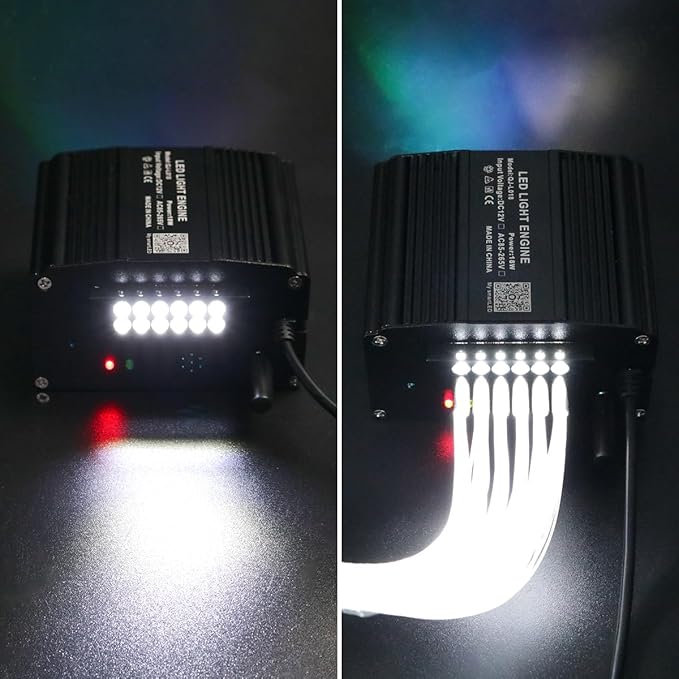AMKI Dual Color 18W Twinkle&Meteor Starlight Headliner Kit 1000pcs 0.03in 9.8ft+240pcs Pure White Shooting Star,Updated 2 in 1 Starlight Box RGBW Sound Activated Mode for Car Home Decor