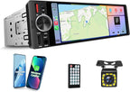 [in‑Cell Touchscreen] 6.36" Single Din Car Stereo with Wireless/Wired CarPlay & Android Auto, 240W DSP Powerful Sound with EQ, MirrorLink, Bluetooth Hands‑Free, 12‑LED Backup Camera, AM/FM Radio