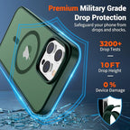 SUPFINE Magnetic for iPhone 12 Pro Max Case (Compatible with MagSafe) (Military Grade Drop Protection) Slim Translucent Matte Shockproof with Anti-Fingerprint Phone Case,Forest Green