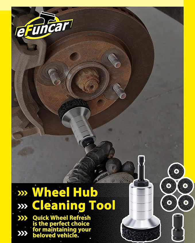 Hub Cleaner Resurfacing Tool, Aluminum Alloy Brake Hub Cleaning Kit with 5 Pads Fits Power Drill or 1/2" Impact Driven Wrenches for Car Motorcycle