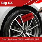 EZ Detail Brush Big - Red - Wheel Rim Cleaner for Cars, Bike, Trucks, Motorcycle, and Other Vehicles. Non-Scratch Auto Detailing Tool, Easily reaches Nook and Crannies