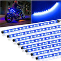 8 Pcs Car Led Light Strip IP67 Waterproof 11" Flexible Led Lights Underglow 12V for Car Motorcycle Boat Golf Cart Interior Exterior Decoration - Blue