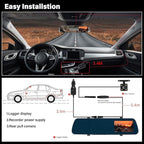 UNITOPSCI Mirror Dash Cam 4 Inch Rear View Mirror Camera 1080P Front and Rear View Dual Cameras with 32G Card, Motion Detection, Night Vision, Parking Assistance, Loop Recording, 24H Parking Monitor