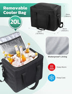 Oasser Trunk Organizer with Cooler Bag 95L, Bearing 110lb No Deformation, Collapsible with Multi Compartments, Removable Insulated Bag, Foldable Lid, Non Slip Bottom, 2 Adjustable Straps (Black&Grey)