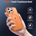 SUPFINE Magnetic for iPhone 15 Pro Max Case with Screen Protector (Compatible with MagSafe) (Military Grade Drop Protection) Translucent Matte Shockproof Phone Cover,Starry Orange