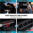 SUV Trunk Organizers and Storage with Lights, Car Storage Organizer with Lid & Sturdy Handle, Car Storage Bins for Groceries Powered by 4 AA Batteries (Batteries Not Included) (39.76inch)
