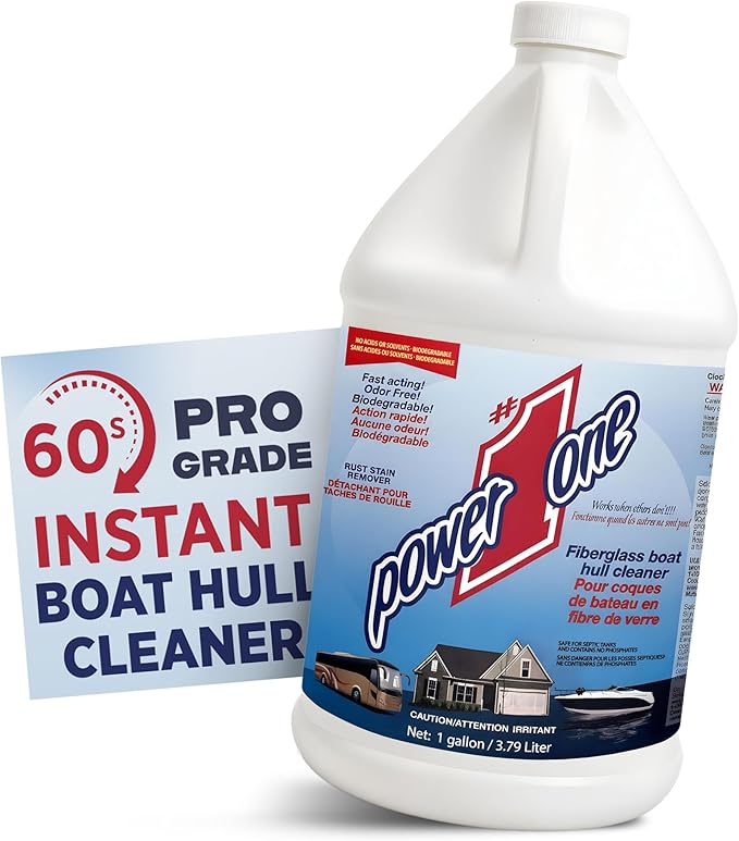 Boat Hull Cleaner for Fiberglass Boats 1 Gallon - Hard Water Stain Remover, Rust Cleaner Liquid, Calcium Remover, Gel Coat Care, Professional Boat Cleaning Supplies for Deck Wash and Hull Cleaning