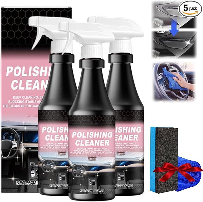 Car Interior Care & Cleaner Spray, 237ml Polishing Cleaner Car Interior Spray, Powerful Interior Detailer Spray for Cars, Multifunctional Car Interior Cleaner for Dashboards, Seats (3Sets)