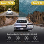 Fitcamx 2K Dual Dash Cam Adapts for Hyundai IONIQ 6 2023 2024 2025 Limited SEL (Has Auto-Dimming), OEM Style, Front 1440P+Rear 1080P Video, WiFi & APP, Loop Recording, G-Sensor, Easy to Set, 64GB Card