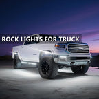 8 Pods Pure White LED Rock Lights, IP68 Waterproof Aluminum 6500K Bright White Underglow Light with Extension Cord Harness,12V Metal Fender Lights for Jeeps Trucks Off Road UTV ATV Car Golf SXS Etc