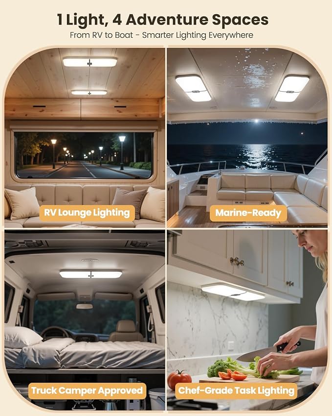 DFGOTOP 12V LED Light,Camper Lights Dimmable, RV Lights Interior 204 LEDs Warm Cool Natural White for RV Caravan Motorhome Enclosed Cargo Trailer Camper Truck Lorry Van Boat Car