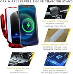 Ohleats Wireless Car Charger Mount, 15W Automotive Electric Wireless Charger Holder, Car Air Vent Mount Bracket Fast Charging for Most Smartphone, Universal Car Accessories (Red)