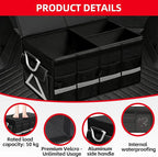 Trunk Organizer Wiith Lid For SUV, Truck, Car Trunk Organizer, Large, Black, 4-Compartments With Handle