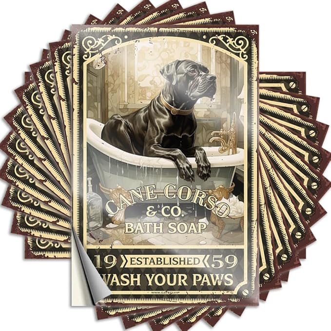 Car Decals Cane Corso Bath Soap Wash Your Paws Stickers Funny Car Decals Car Stickers for Windows (Color : Colour, Size : 8X12CM)