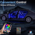 Interior Car LED Lights with Wireless APP/RF Remote Control, RGB 6 in 1 Ambient Lighting Kit with 315 Inches Fiber Optic,16 Million Color Neon Strip Inside Sync to Music,Car Decorations Accessories