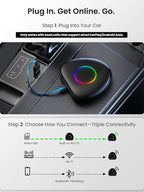Magic Box - AI Box CarPlay & Android Auto Wireless, 8GB+128GB Android Car Video Box with Built-in 4G/ Wi-Fi/Dual Bluetooth/USB, Built-in GPS & AI, microSD Playback, OTA, Black, CB6D