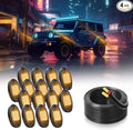 GSRECY Rock Lights Ultra Bright LED Neon Underglow Lights Waterproof for Trucks Pickup SUV UTV ATV RZR Car Boats Motorcycle (Yellow, 16 Pods+ 33ft Wire Harness)