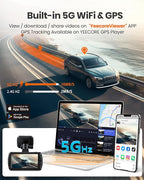 Real 4K Dash Cam Front and Rear, 5.8GHz Wi-Fi GPS, Dual Camera HDR with Top-Level Sensor, 3.3'' IPS Screen, Super Night Vision, G-Sensor, Parking Mode, Dash Camera for Cars with App, Support 512GB Max