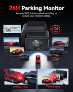 REDTIGER F4 Pro 4K Mini Dash Cam Front and Rear, STARVIS 2 Night Vision, 128GB Card Included, 5.8GHz WiFi 6 Instant Export, 2.2" Touch Screen Dash Camera for Cars, Voice Control, 24H Parking Mode