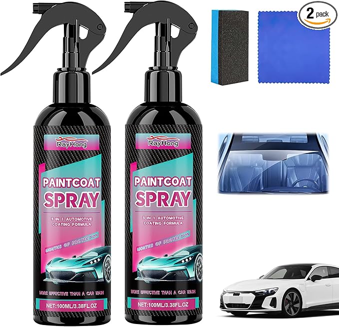 3 in 1 Ceramic Car Coating Spray, Multi-Functional CoatingRenewal Agent, High Protection Quick Car CoatingSpray Fast-Acting, Plastic Parts Refurbish Agent, Nanotechnology Car Coating Spray(2 Pcs)