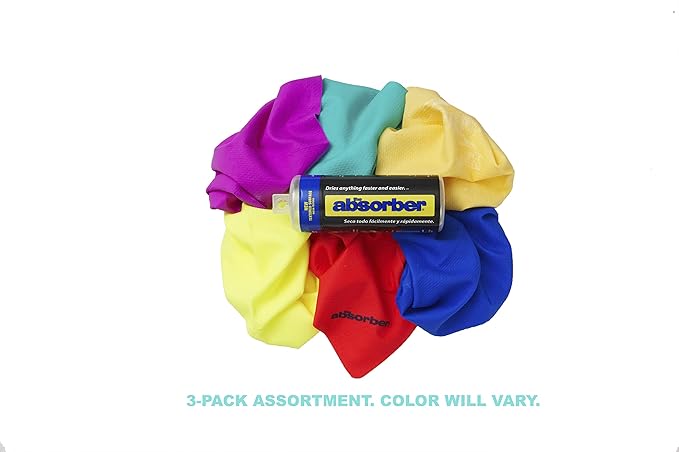CleanTools the absorber® Small 13" x 17" Assorted Colors, 3-Towel Pack , Textured Surface - Super Absorbent, , Durable, Scratch-Free and Machine-Washable