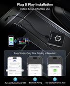 AI Box for Factory Wired CarPlay, Wireless CarPlay & Android Auto Adapter with Netflix, YouTube & TikTok, Full Android Car Video Box with 4G LTE, GPS, Dual Bluetooth and Dual-Band WiFi