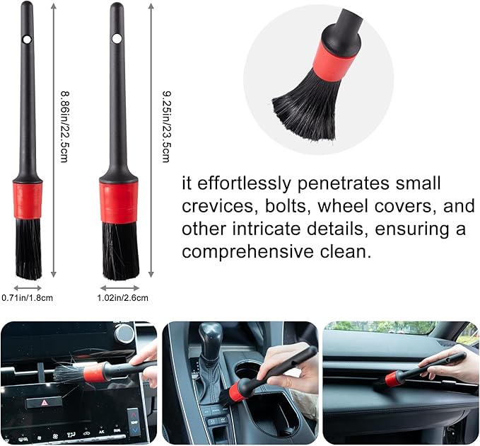 ITTAHO 4 Pack Car Wash Brush Wheel Cleaning Woolies Brush Detailing Brush and Stiff Tire Brush Tires Wheel Brushes for Cleaning Wheels for Wheels, Rims, Carpet, Truck, SUV, Moto, RV, Motorcycle