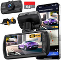 4K Dash Cam Front and Rear, Built-in WiFi GPS, 3" IPS Screen, HDR Night Vision Dash Camera for Cars, G-Sensor App Control, Emergency Lock, Accident Record, Parking Mode, Support 512GB Max
