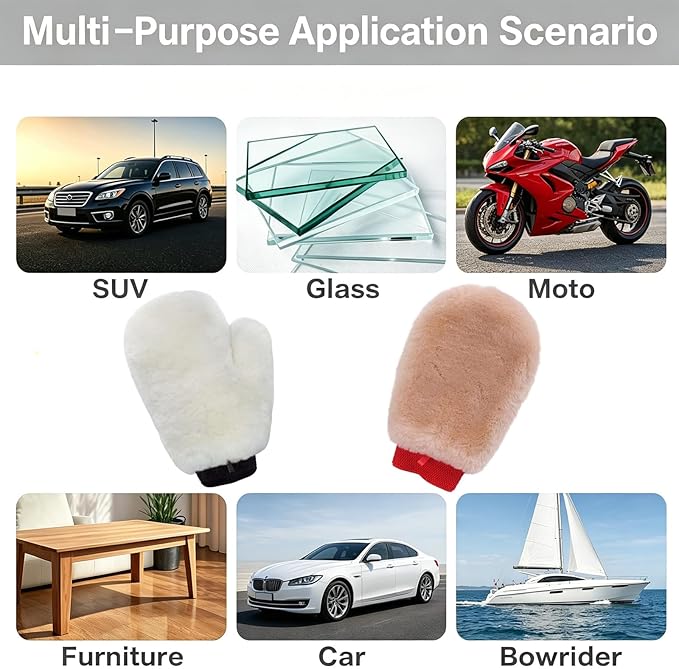 Gracefur Ultra-Soft Lambswool Car Wash Mitt – Scratch-Free & Extra Large Sheepskin Washing Glove for Cars, Trucks, SUVs, Motorcycles Detailing