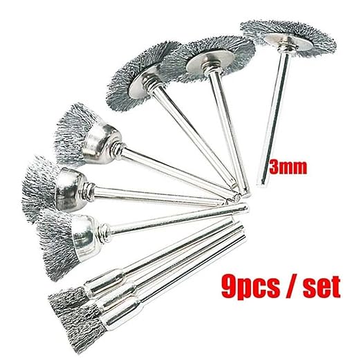 9Pcs Steel Wire Wheels Brushes Drill Rotary Tools Metal Rust Removal Cleaning Polishing Brush Set Derusting Grinding Hand Tools