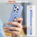 SUPFINE Magnetic for iPhone 16 Pro Max Case (Compatible with MagSafe) (Military Grade Drop Protection) Slim Translucent Matte Shockproof Phone Cover,Blue Purple