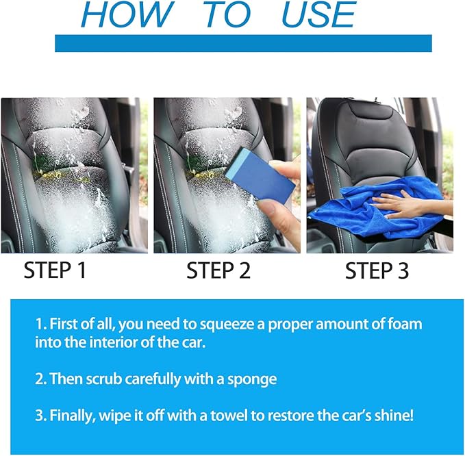 5 OZ (150 ml) Car Multi-Purpose Foam Cleaner, Interior Cleaner, Car Interior Ceiling Leather Seat Power Foam Cleaning