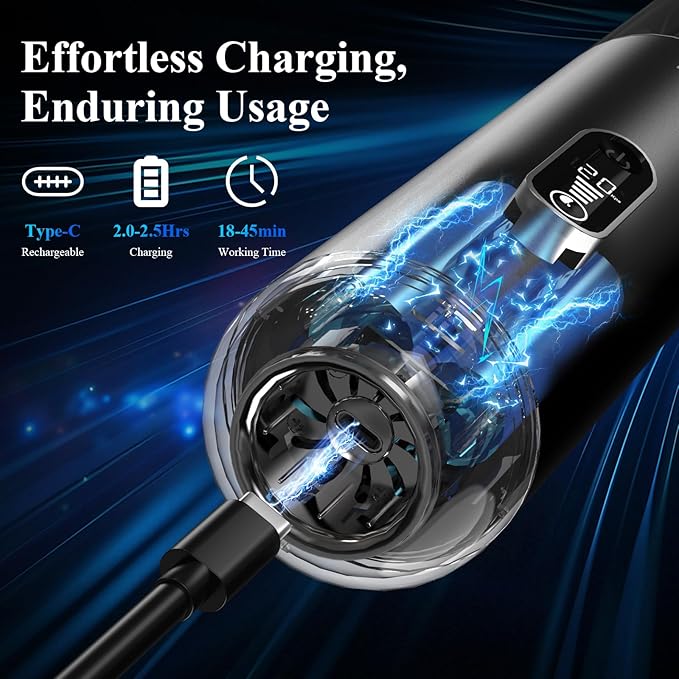 Minthouz Car Vacuum Portable Cordless - 20000PA High Power Handheld Vacuum with LED Display, 2.5H Fast Charging Up to 45 Mins of Runtime, Hand Vac Cordless Rechargeable for Car Home Corner Cabinet