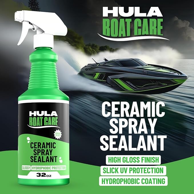 Hula Ceramic Spray Coating – High-Gloss SiO2 Shield & Detailer – Cherry Blast Scent – Hydrophobic Water Repellent for Gel Coat, Paint, Glass, & Chrome – 32oz