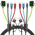 Travel Essentials Watch Charger, 4 in 2 Multi Charging Cable with Dual Type-C, USB A/C Travel Charger for Multiple Devices for iWatch Ultra/SE/11-2, iPhone 17-11, Galaxy S25-21, iPad (2PACK 5FT)