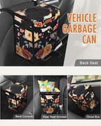 Pritent Car Trash Can with Lid, Cute Leakproof Car Trash Garbage Bag Hanging Vehicle Trash Bin Small Portable Automotive Garbage Cans Organizer for Back/Front Seat/Console(Trapezoid,Rose)