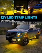 12V Led Light Strip Connectable 24Inch Amber Led Strip Lights for Car Underglow Kit Golf Cart Motorcycle Boat Cabinet Waterproof Led Light Strip,4Pack